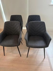 Set of 4 Grey Fabric Dining Chairs - Like New