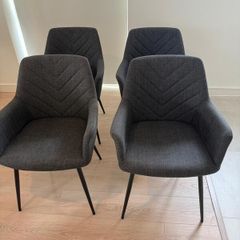 Set of 4 Grey Fabric Dining Chairs - Like New