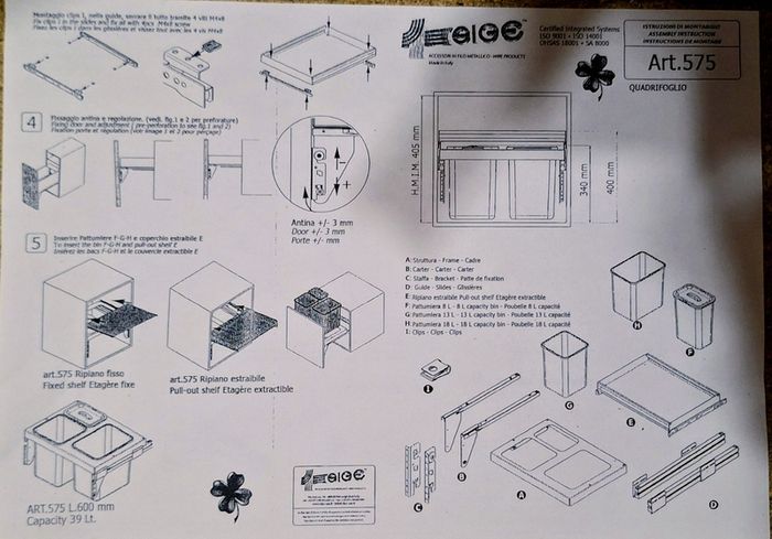 SIGE under sink bin pull-out system