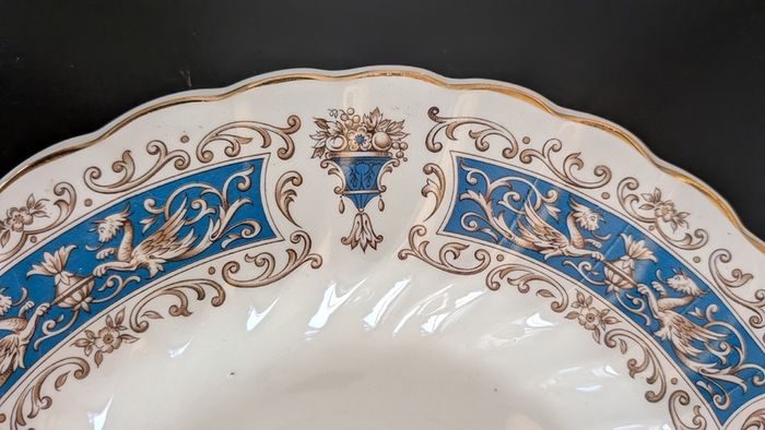Pair Myott Rialto Blue Oval Serving Platter Plates Staffordshire Ironstone Vint
