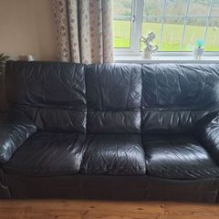 Leather black couch & 2 Seater