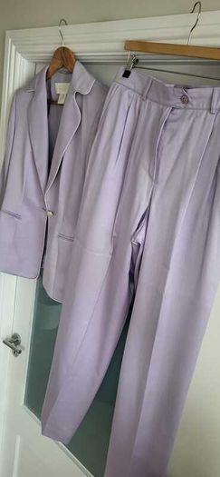 ESCADA Mauve Wool Mix Trouser Suit Sz 40 (Fit 12UK)