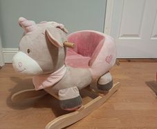Plush Rocking Unicorn with Wooden Base