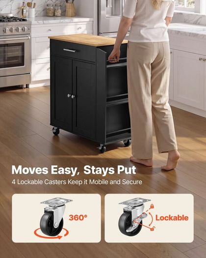 Kitchen Island Cart with Storage Mobile Rolling Storage Island on Swivel Wheels, with Drawer, Storage Cabinet
