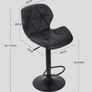 Set of 2 Bar Chairs,Modern Height Adjustable Kitchen Stools With Backs, Swivel Faux Leather Kitchen Island Chairs All Black Image 3