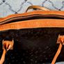 Tan and Black Vintage Leather Handbag Image 5