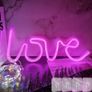 NEW SALE | Pink Neon Light Pink Lamp LED Neon Sign with 4 Hooks, Pink Neon Light Sign for Bedroom Wall Decor Battery/USB Operated LED LOVE Sign for Valentine's Day Image 6