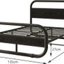 4ft6 Double Bed Frame with Headboard,Bed Base,Black Metal Platform Bed Frame with Mattress Base,Metal Slat Support,Underbed storage,for Bedroom Image 2