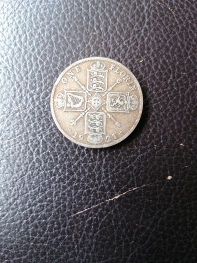 1921 UK Silver One Florin Coin