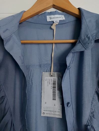 blouse, blue, Warehouse, size 16 brand new