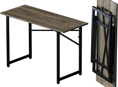 120 cm Folding Desk, Writing Gaming Computer Camping Table, No Assembly Required Home Office Desk, Black Oak