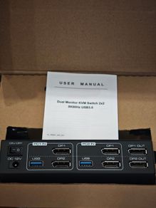 8K 60hz Display Port KVM Switch Dual monitor 2 in 1 out with USB