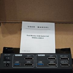 8K 60hz Display Port KVM Switch Dual monitor 2 in 1 out with USB