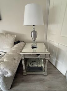 coffee table and lamp