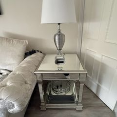 coffee table and lamp