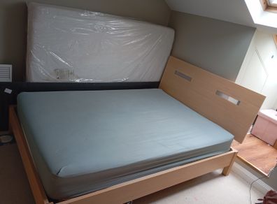 Double bed frame with mattress for sale