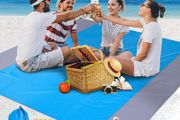 Beach Blanket Sandproof, Large Picnic Blanket Waterproof 200 x 230cm for 4-8 Adults,Beach Mat Sand Free Waterproof for Camping, Hiking,Beach,Picnic (Blue/Grey)