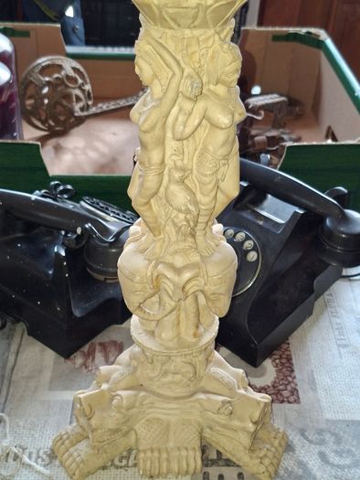 Beautiful Table Base of Neoclassical Women, Elephants, and Dragons. You could easily get a round piece of glass, wood or plexiglass, and make a nice table that would be a focus point in any room or hall. Postage Available or Collection