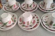 Retro Biltons Made in UK Chili &amp; Radish 18 Piece Tea Set 6 Cups 6 Saucers 6 Side Plates .