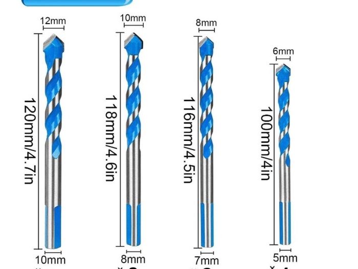 10Pcs Tungsten Carbide Masonry Drill Bit Set for Metal Steel Porcelain Ceramic Tile Concrete Brick Plastic Wood 6 8 10 12mm (FREE POSTAGE)