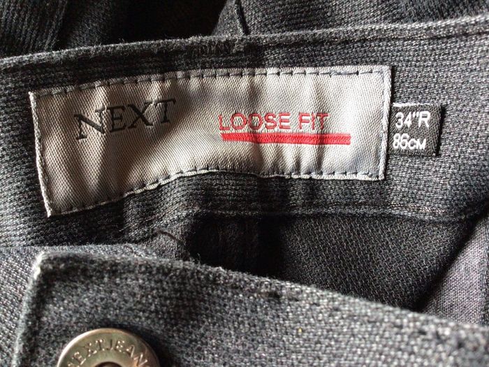 Next Mens Charcoal grey lightweight loose fit jeans 34R includes post