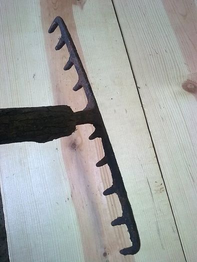 Old Irish blacksmith made thatcher's rake