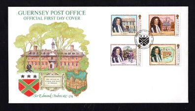 1987 Guernsey The 350th Anniversary of the Birth of Sir Edmond Andros Commemorative Stamps Official First Day Cover (FDC)
