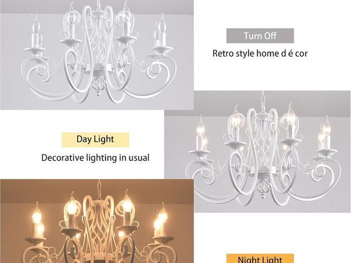 8-Light Vintage Black French Country Chandelier: