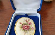 Aynsley Vintage English fine bone Rose Brooch