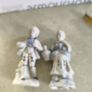 Vintage colonial man & woman blue, white, gold porcelain Image 8