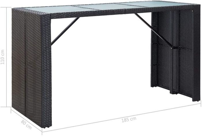 _Garden Bar Set 7-Piece with Cushions Counter Bar Counter Garden Counter Bar Table Bar Stool Garden Furniture Poly Rattan Black