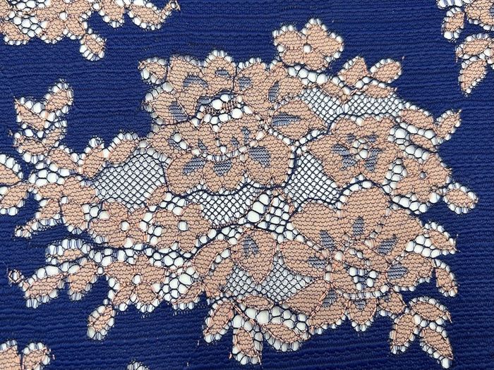 Navy and cream lace fabric 150cm x 125 cm