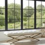 Metal-Framed Bench 140x40cm Gold Frame / Eco Leather Image 2