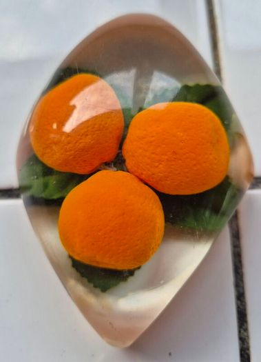 Paperweights x2 Vintage Midcentury Lucite fryit paperweights
