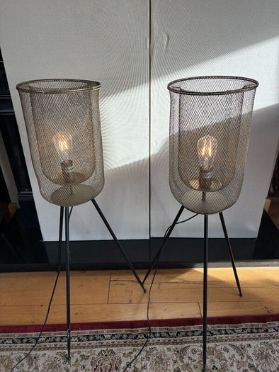 pair of azure mesh floor standing lamps