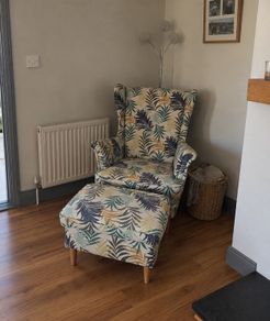 IKEA Strandmon Wingback Armchair and footstool