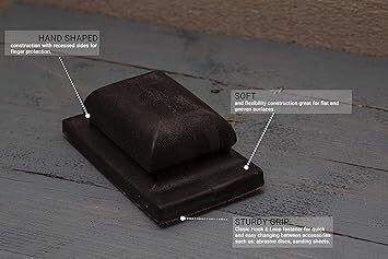 Glass Polish 15916 Hand-Held Sanding Block with hook and loop, Hand Sanding Pad | 70 x120mm