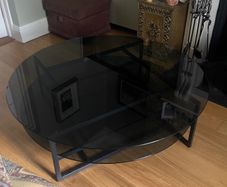 Black glass round coffee table