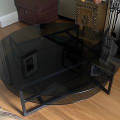 Black glass round coffee table