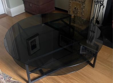Black glass round coffee table