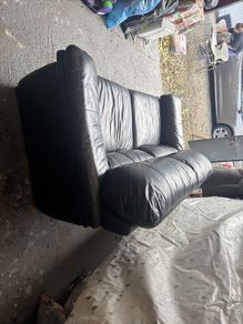 Black leather sofa