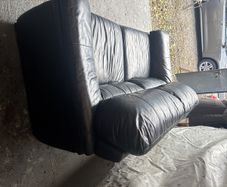 Black leather sofa