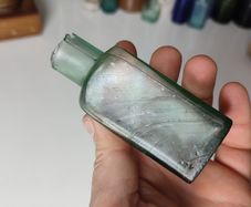 136 - Antique Sea Glass Cork Burst Top Inkwell Collectible Decorative Bottle