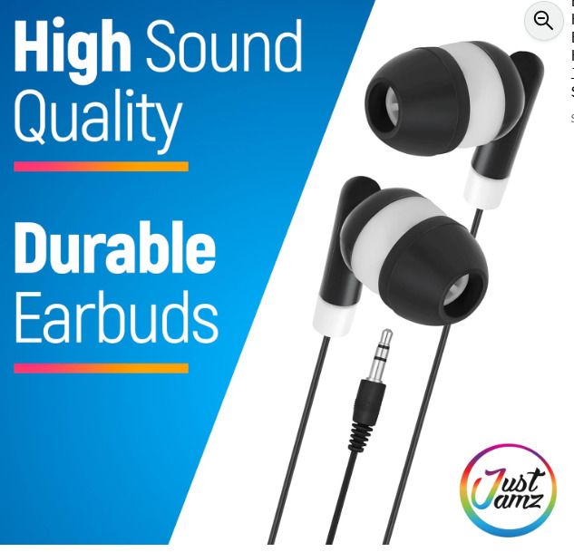 Bulk earphones 100x Pack | Basic Earbuds, Dot Headphones, Black in-Ear Earbuds, Disposable Headphones, 3.5 MM Audio Jack Stereo Earphones for Schools, Kids, Classrooms & Libraries