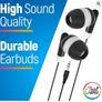 Bulk earphones 100x Pack | Basic Earbuds, Dot Headphones, Black in-Ear Earbuds, Disposable Headphones, 3.5 MM Audio Jack Stereo Earphones for Schools, Kids, Classrooms & Libraries Image 4