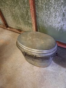 Vintage galvanise bucket with lid