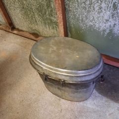Vintage galvanise bucket with lid