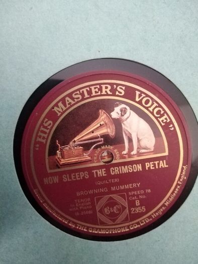 Antique book with 12 his master voice records