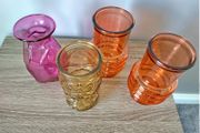 Set of x4 Coloured Glassware/ Vases