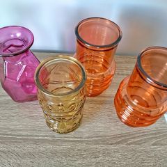 Set of x4 Coloured Glassware/ Vases